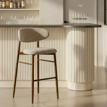 IXIA Taburetes De Cocina^Taburete De Bar Alto Laredo Tapizado Repelente Al Agua Beige 54 X 105 X 52 Cm