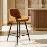 IXIA Taburetes De Cocina^Taburete Medio Bar Tapizado Coimbra Marrón 47 X 93 X 47 Cm