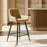 IXIA Taburetes De Cocina^Taburete Medio Bar Tapizado Coimbra Beige  47 X 93 X 47 Cm