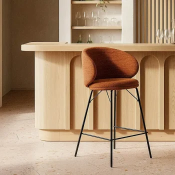 IXIA Taburetes De Cocina^Taburete Medio Bar Tapizado Tavira Terracota 46,5 X 90 X 46,5 Cm