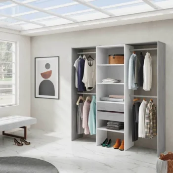 FORES Armarios Blancos^Vestidor Sin Puertas 2 Cajones Tidy Blanco Artik - Cemento 179 X 202 X 50 Cm