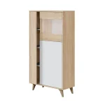 FORES Muebles De Salón|Vitrinas^Vitrina Para Salón Kikua 3 Puertas Roble Canadian Blanco Artik 77 X 142  x 33 Cm